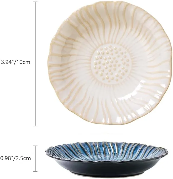 Sunflower Ring Tray Cute Paper Clips Candy Dish Ashtray in Office, Decorative Trinket Jewelry Holder for Necklace Earrings Put On Bathroom/Kitchen Counters, Ceramic, White.