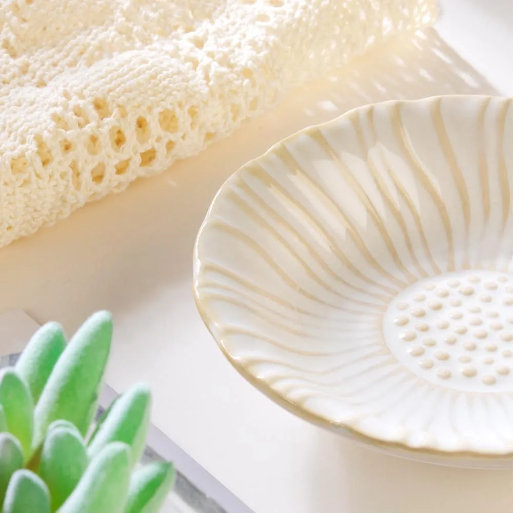 Sunflower Ring Tray Cute Paper Clips Candy Dish Ashtray in Office, Decorative Trinket Jewelry Holder for Necklace Earrings Put On Bathroom/Kitchen Counters, Ceramic, White.