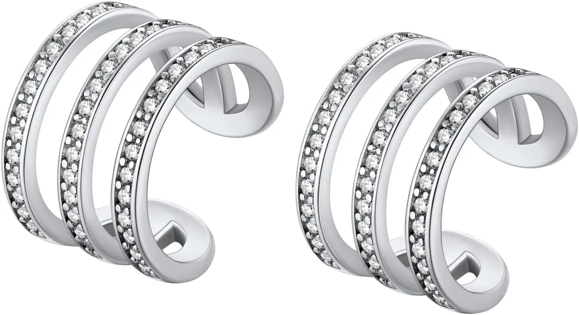 Suplight 925 Sterling Silver Ear Cuff Earrings for Women 22k Gold/White Gold/Black Plated Ear Cuffs Non Piercing, Hypoallergenic Cz Huggie Clip On Cartilage Earring Dainty Jewelry for Women