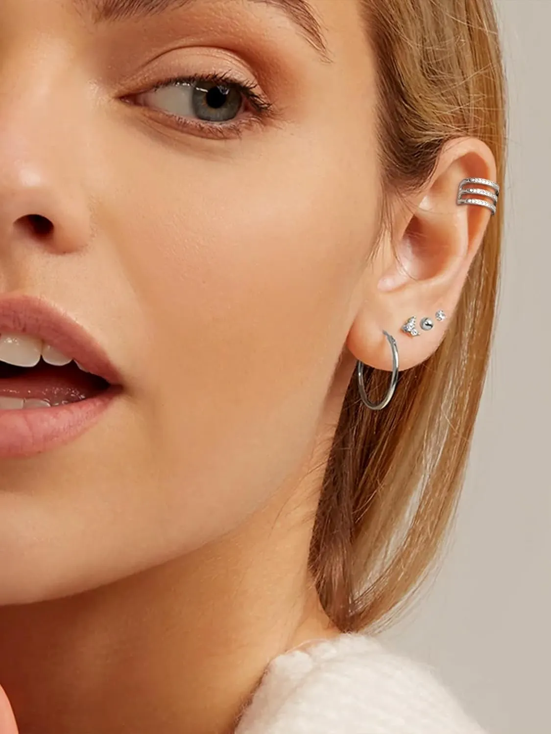 Suplight 925 Sterling Silver Ear Cuff Earrings for Women 22k Gold/White Gold/Black Plated Ear Cuffs Non Piercing, Hypoallergenic Cz Huggie Clip On Cartilage Earring Dainty Jewelry for Women