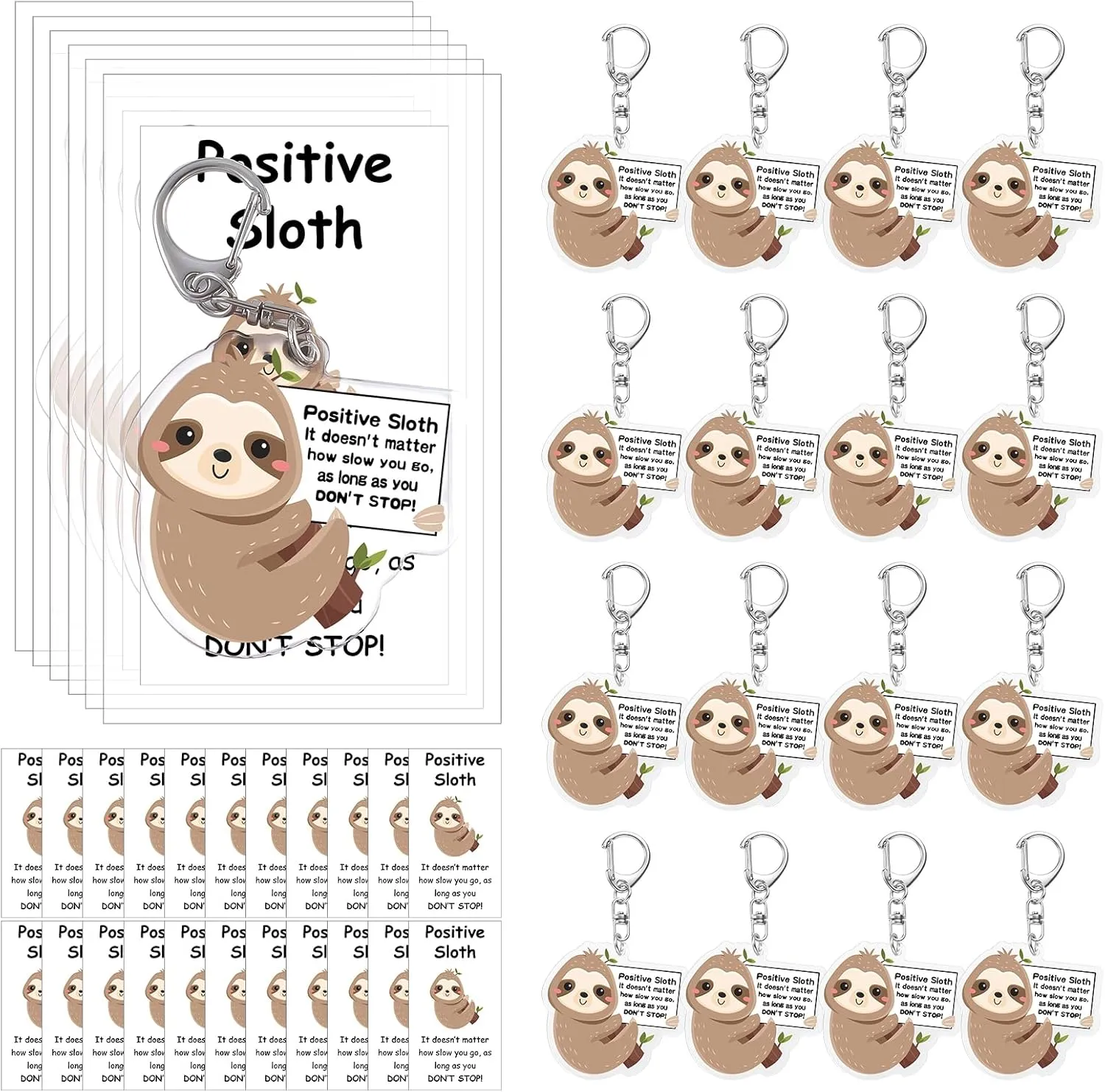 Sureio 24 Pcs Graduation Employee Appreciation Gifts Acrylic Smile Face Keychain Positive Funny Card Coworkers Mom Gift