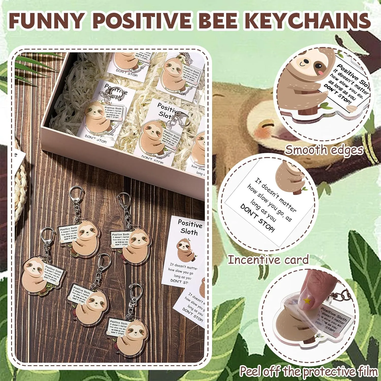 Sureio 24 Pcs Graduation Employee Appreciation Gifts Acrylic Smile Face Keychain Positive Funny Card Coworkers Mom Gift
