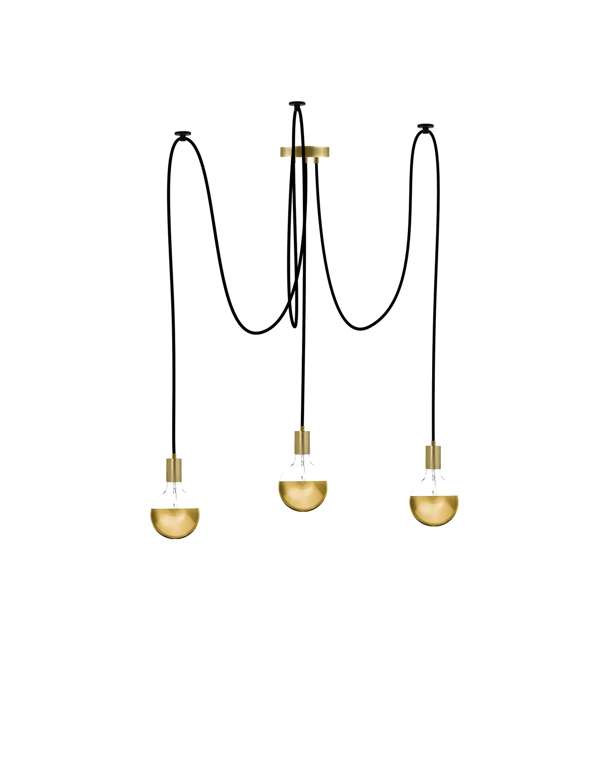 Swag Chandelier: Black with Gold Dipped Bulbs