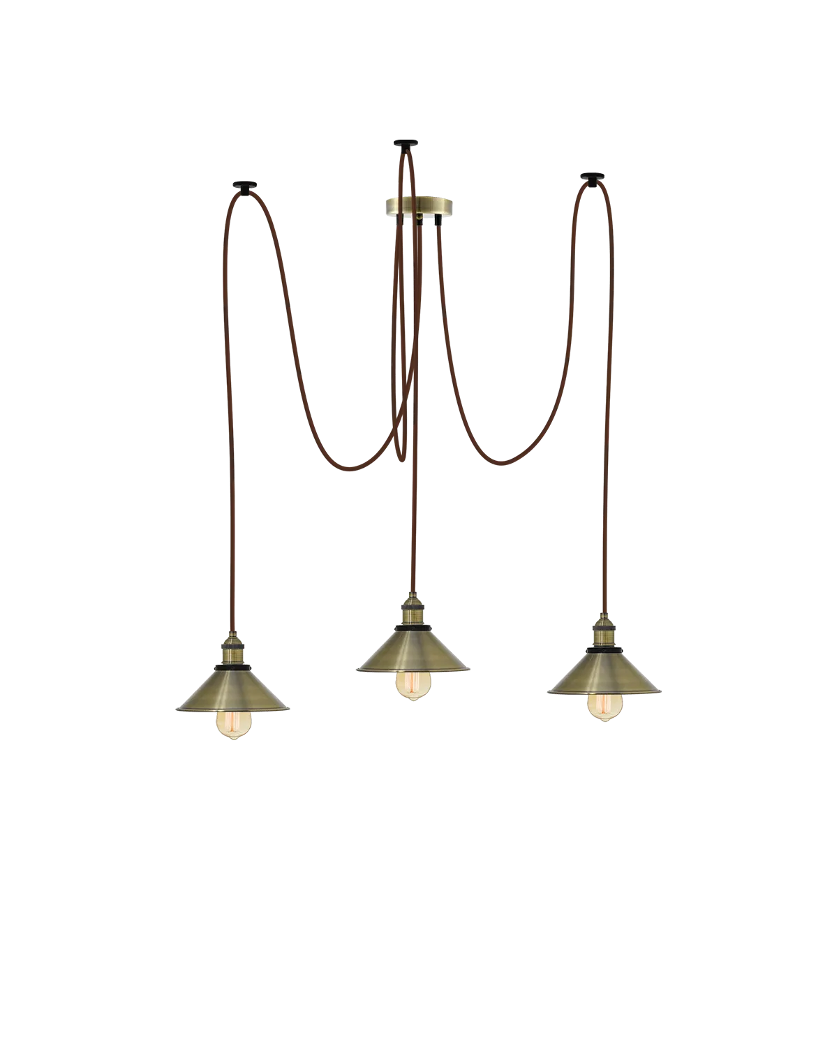 Swag Chandelier: Brown and Antique Cone Shades