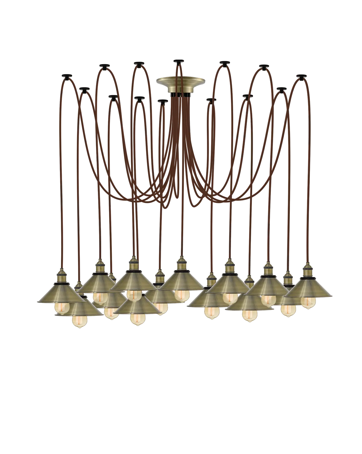 Swag Chandelier: Brown and Antique Cone Shades