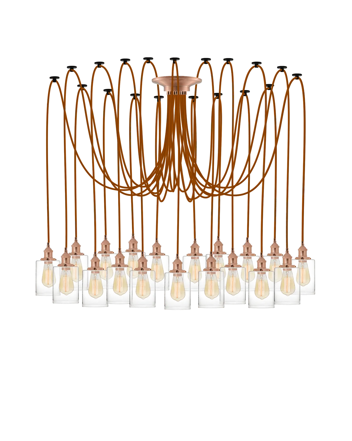 Swag Chandelier: Rust with Glass Cylinder Shades