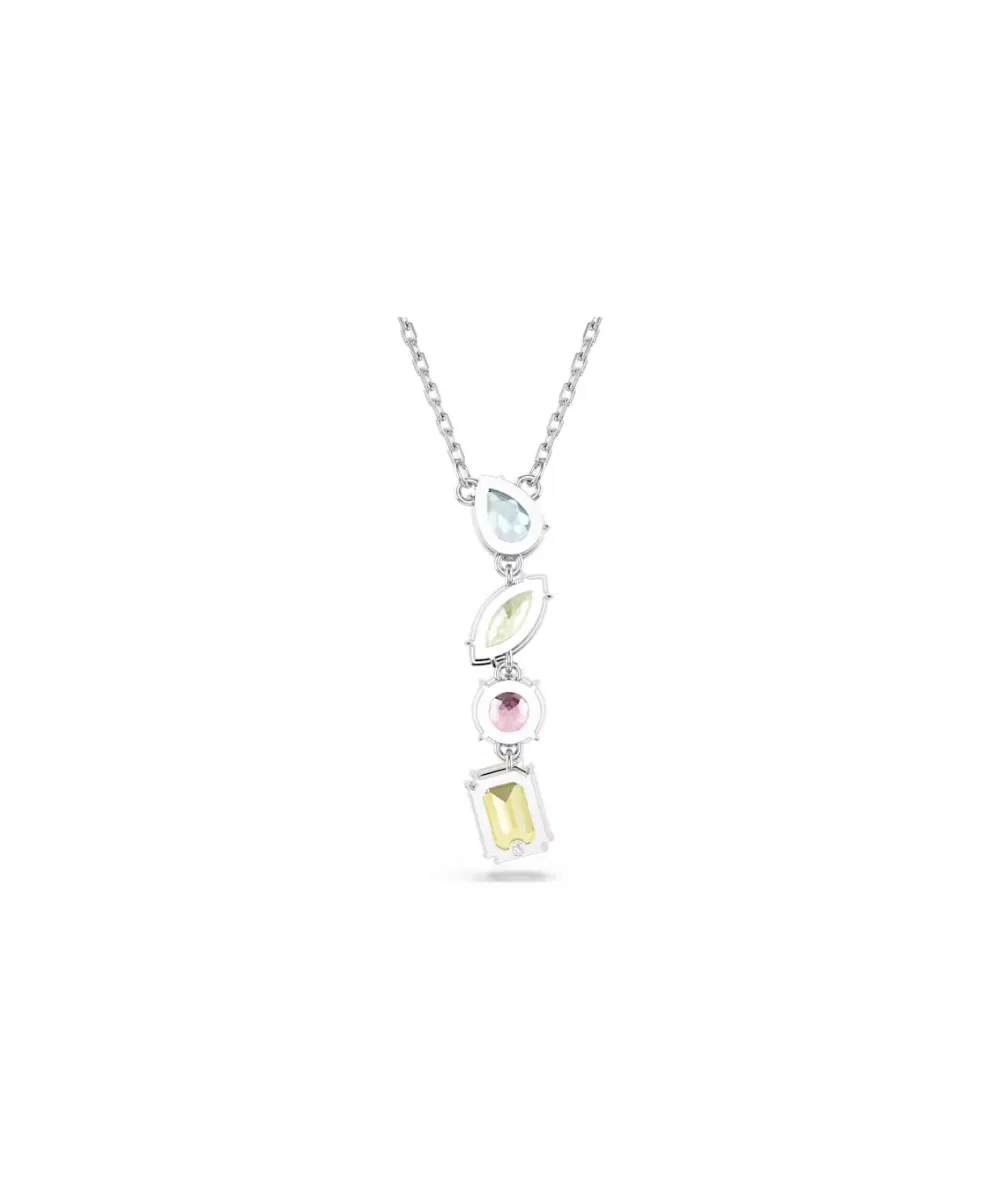 SWAROVSKI GEMA Y PENDANT, MIXED CUTS, MULTICOLORED, RHODIUM PLATED