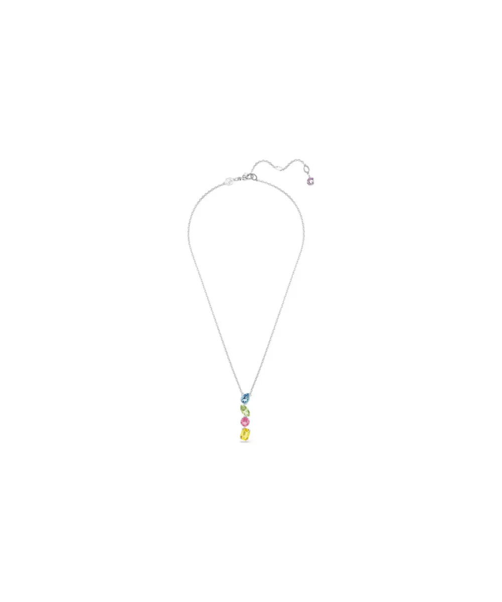 SWAROVSKI GEMA Y PENDANT, MIXED CUTS, MULTICOLORED, RHODIUM PLATED