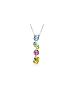 SWAROVSKI GEMA Y PENDANT, MIXED CUTS, MULTICOLORED, RHODIUM PLATED