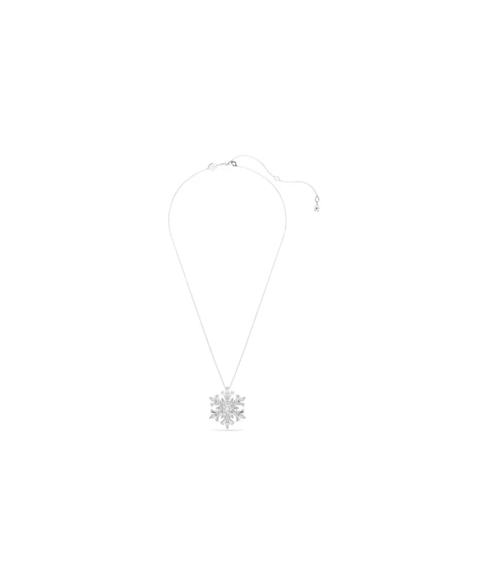 SWAROVSKI IDYLLIA PENDANT AND BROOCH, MIXED CUTS, SNOWFLKAE, WHITE, RHODIUM PLATED