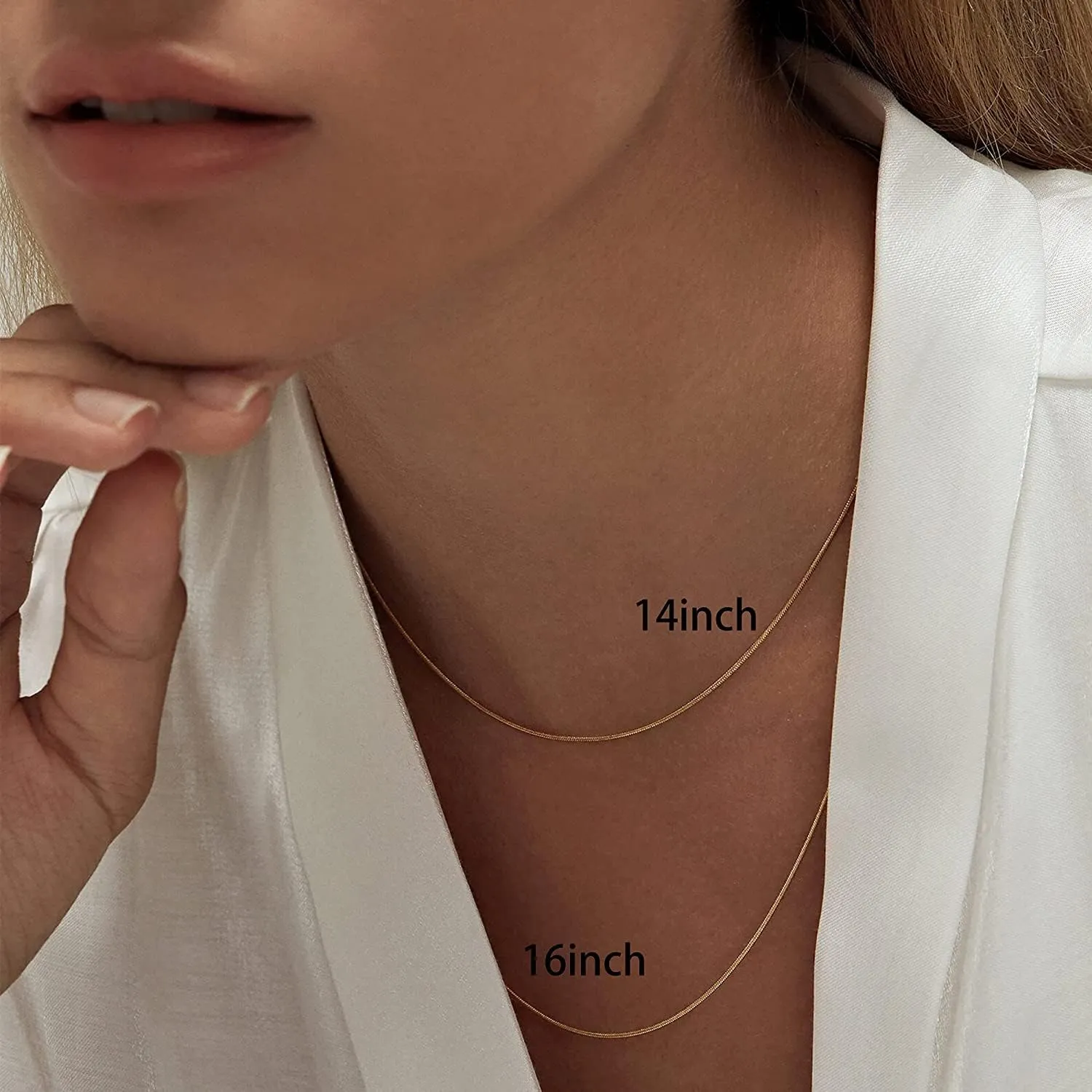 Tewiky Herringbone Necklace for Women Dainty 14k Gold Snake Chain Necklace Layered Gold Herringbone Double Flat Snake Chain Choker Necklace Thin Chunky Chain Necklace Gift for Her