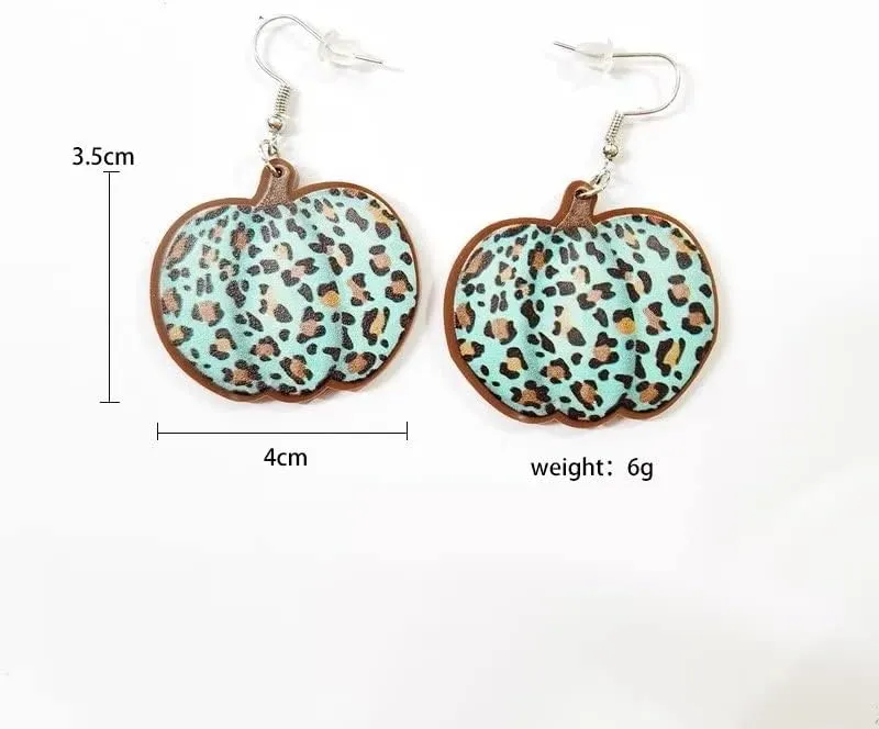 Thanksgiving Fall Pumpkin Sunflower Leopard Print Acrylic Dangle Drop Earrings Autumn Jewelry for Women