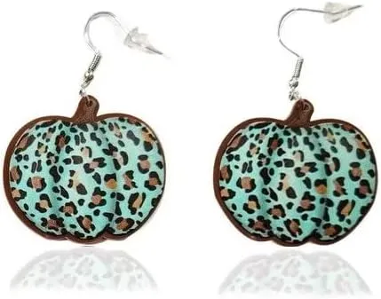 Thanksgiving Fall Pumpkin Sunflower Leopard Print Acrylic Dangle Drop Earrings Autumn Jewelry for Women