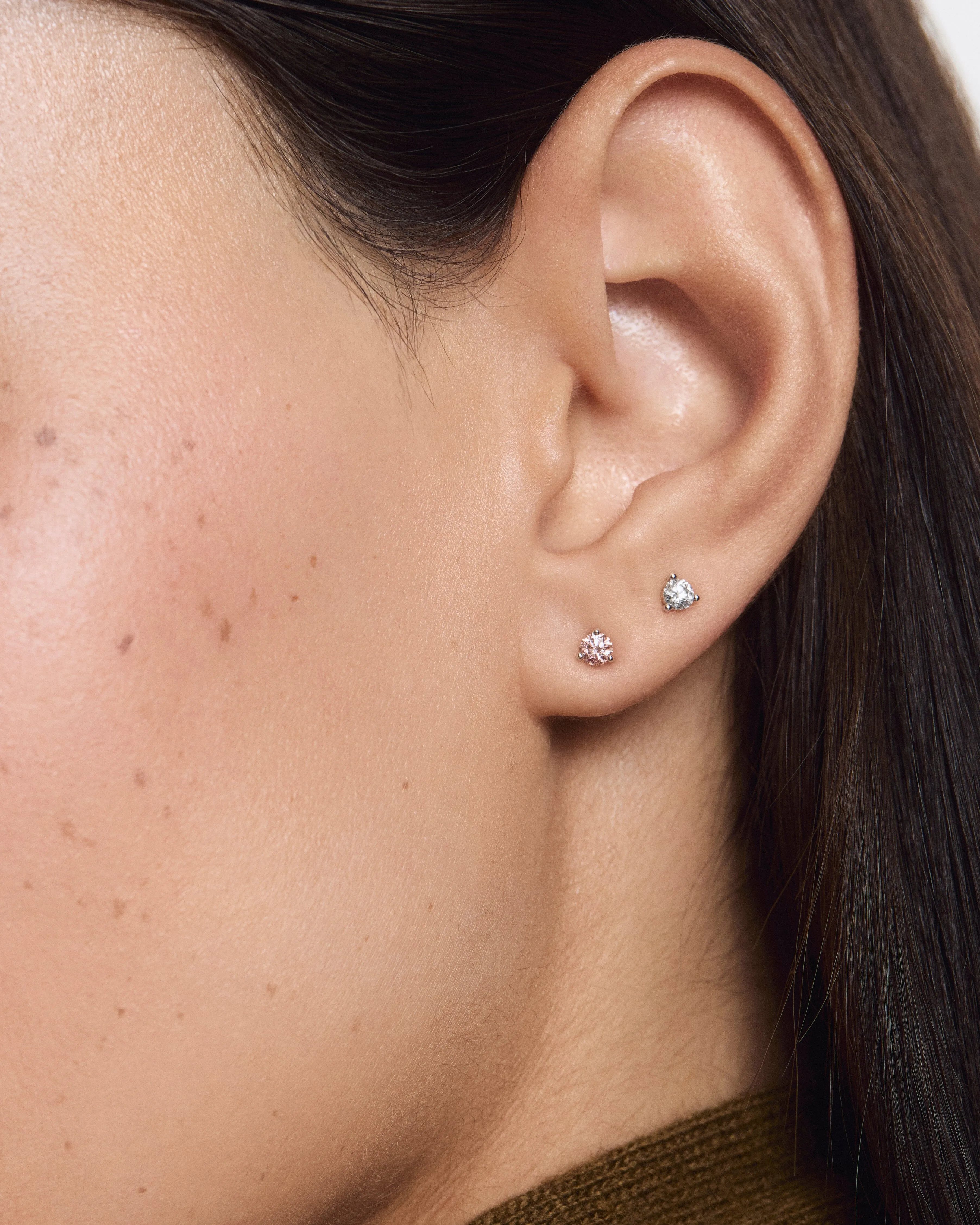 The Pink Mini Round Brilliant Solitaire Studs