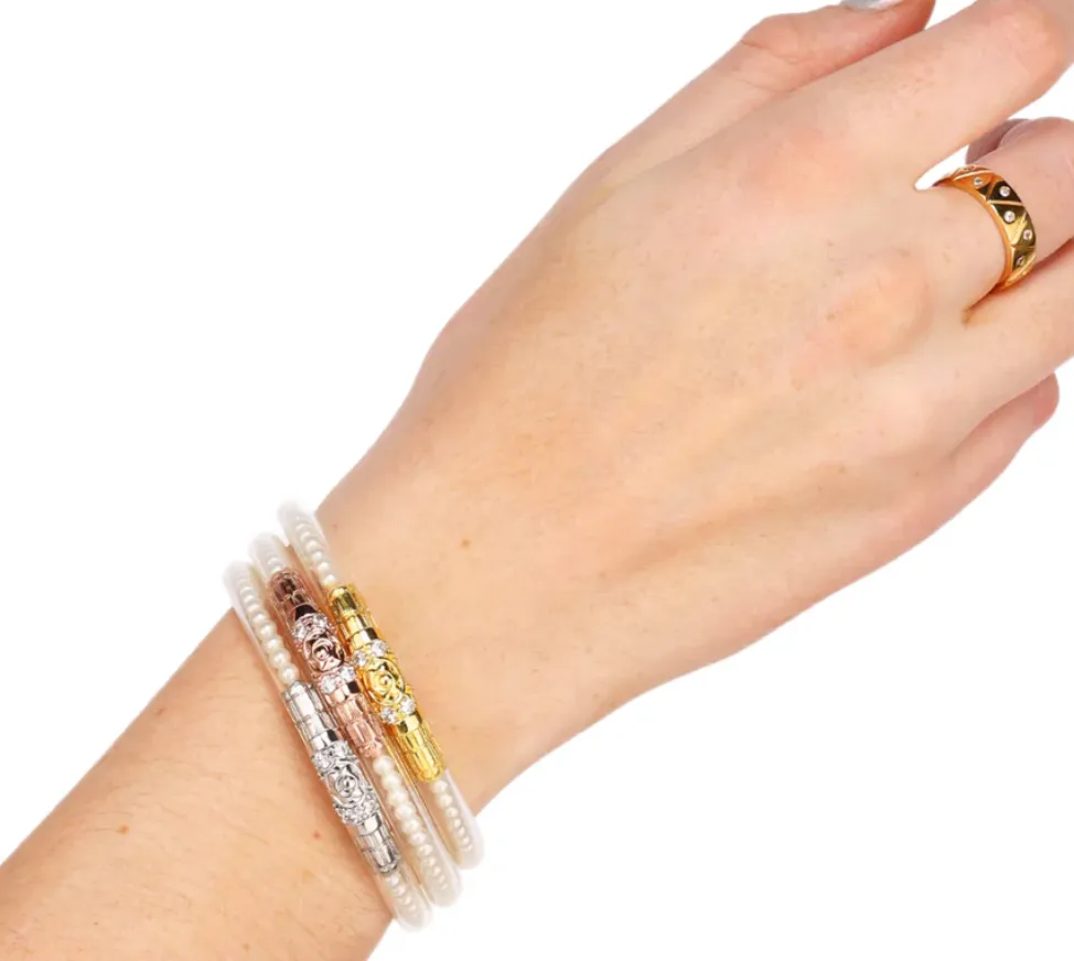 Three Queens All Weather Bangles (AWB) - White Pearl MEDIUM