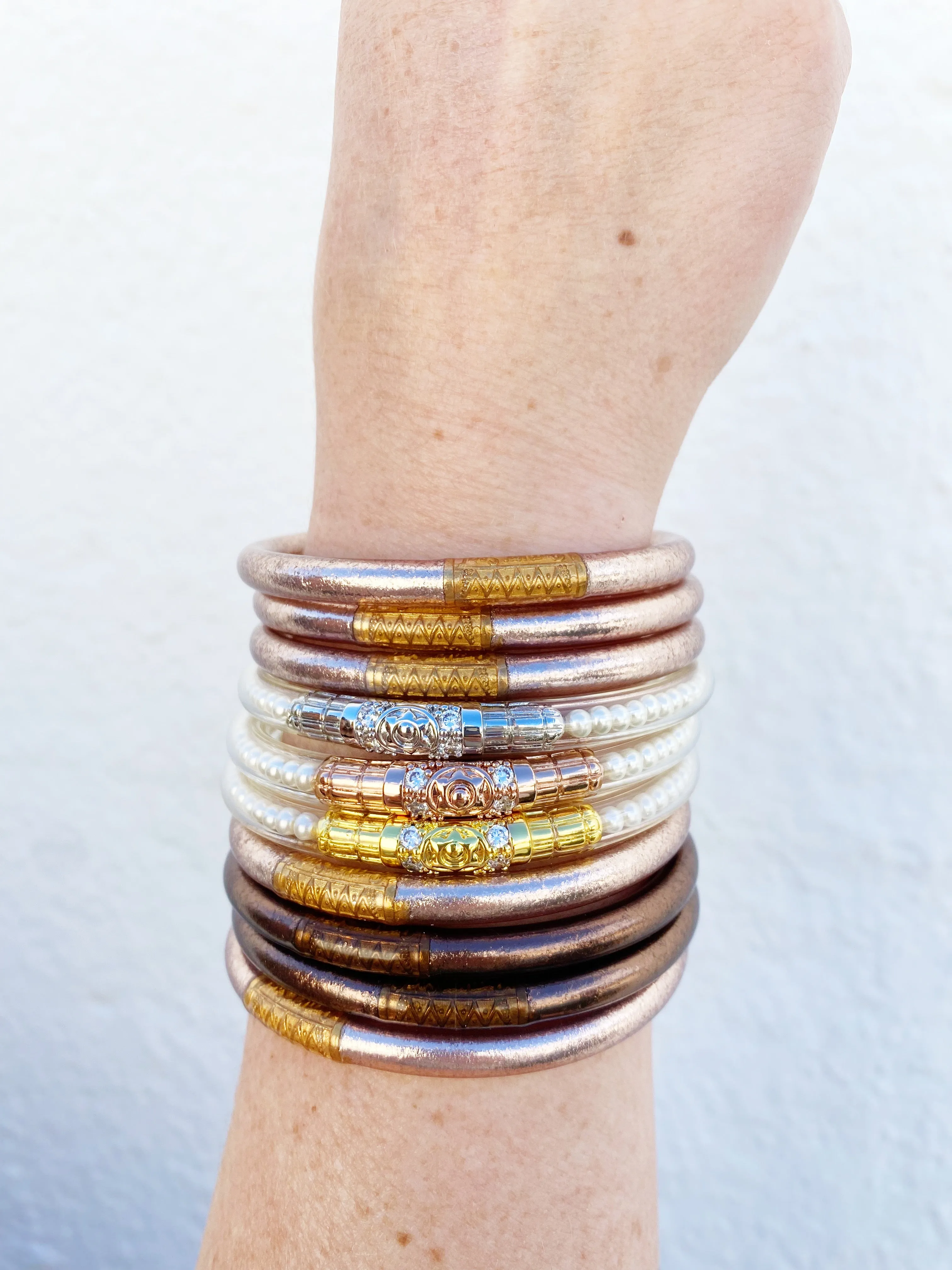 Three Queens All Weather Bangles (AWB) - White Pearl MEDIUM