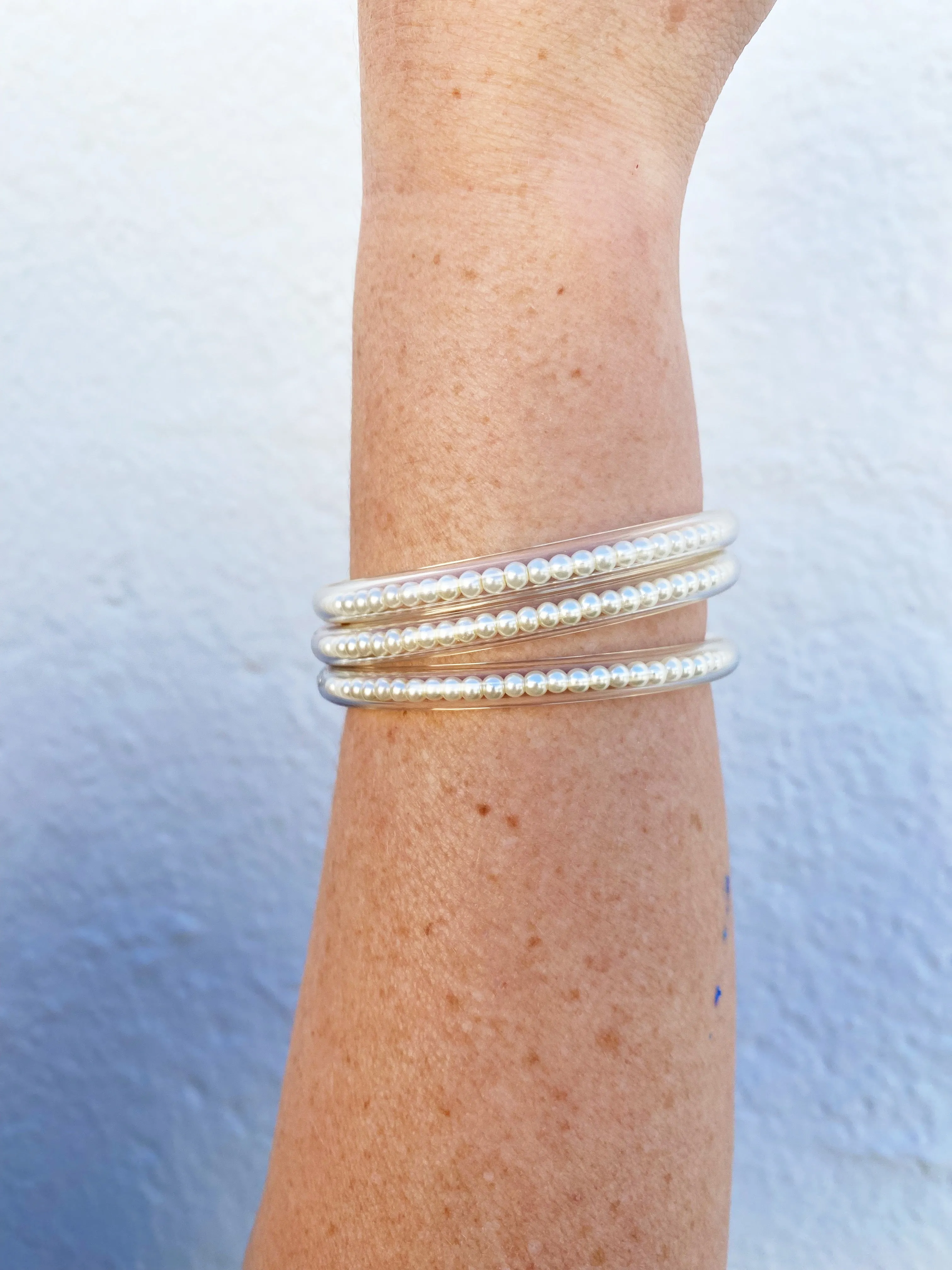 Three Queens All Weather Bangles (AWB) - White Pearl MEDIUM