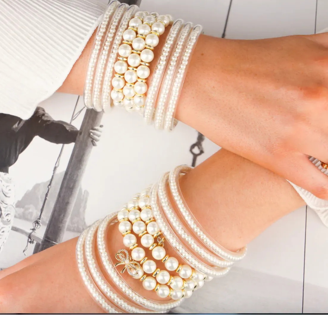 Three Queens All Weather Bangles (AWB) - White Pearl MEDIUM