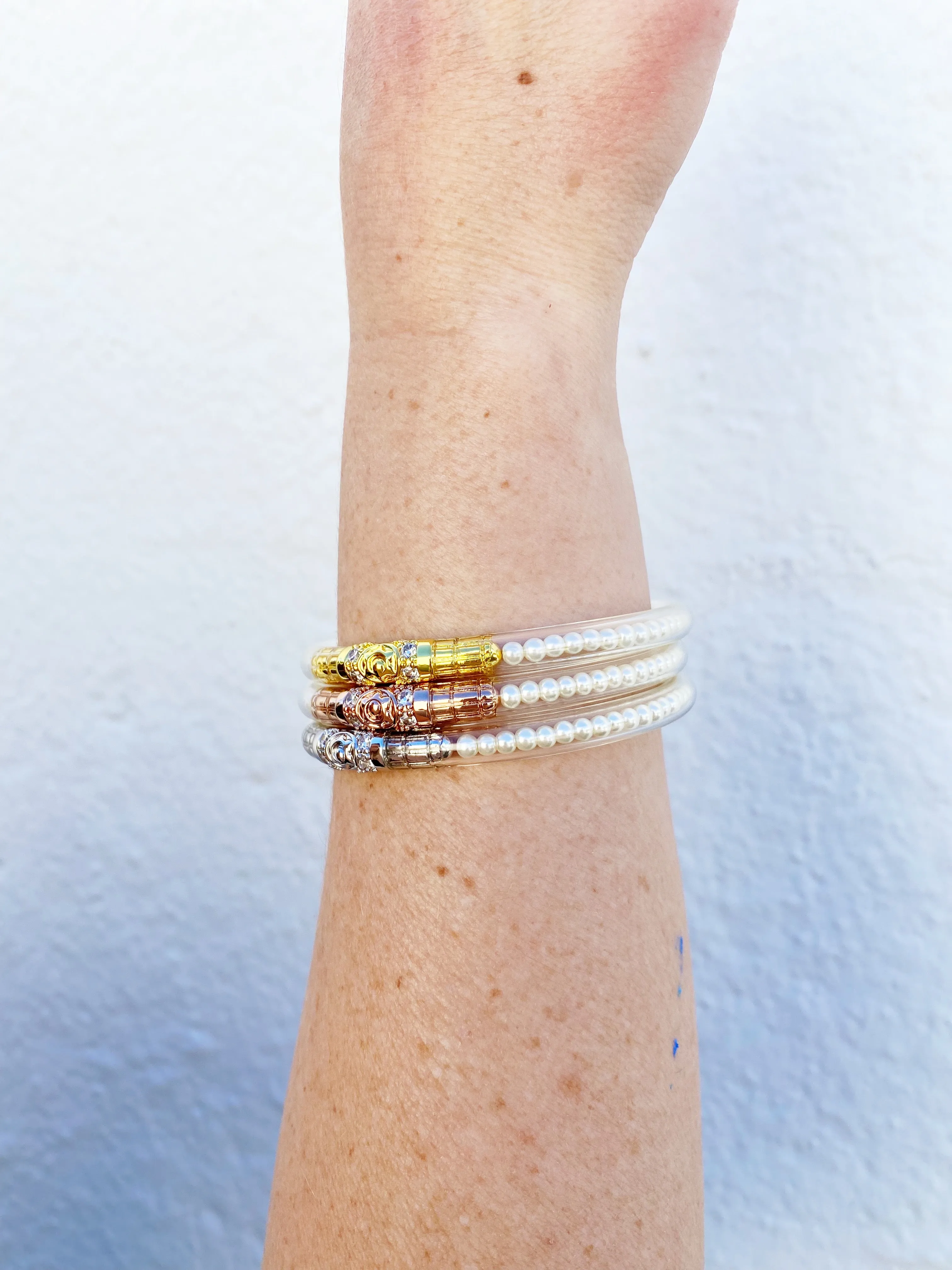 Three Queens All Weather Bangles (AWB) - White Pearl MEDIUM