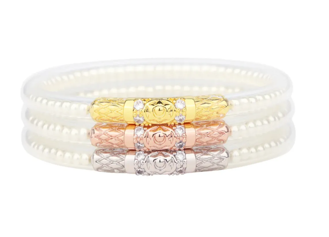 Three Queens All Weather Bangles (AWB) - White Pearl MEDIUM