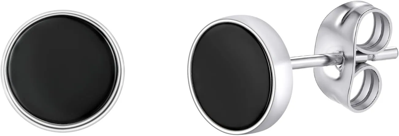 Tiny Black/Sky Stud Earrings for Women and Men Hypoallergenic Earrings Fashion Jewelry Gifts(with Box)