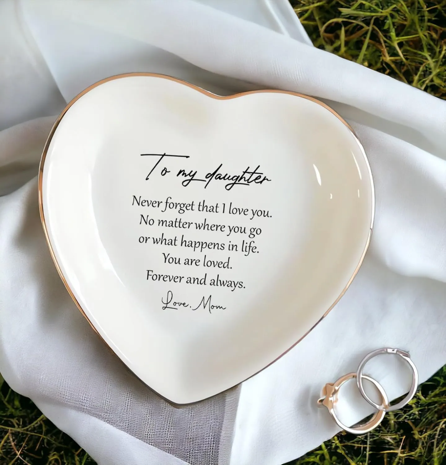 To My Daughter Gift, Ceramic Ring Dish For Girl Bride From Mom, Jewelry Dish, Jewelry Holder, Trinket Tray, Birthday Gift, Daughter Present, Wedding Gift, Mother And Daughter Gifts