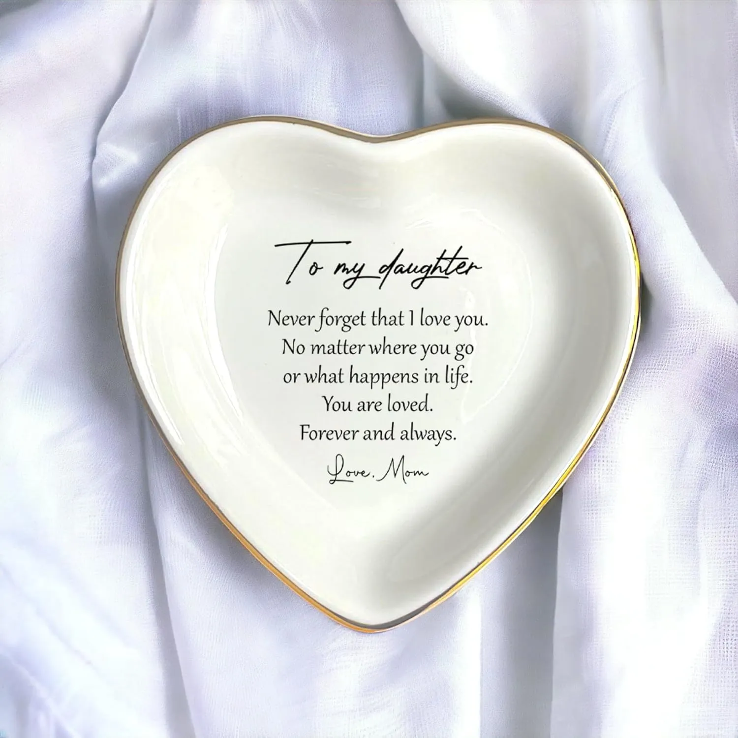 To My Daughter Gift, Ceramic Ring Dish For Girl Bride From Mom, Jewelry Dish, Jewelry Holder, Trinket Tray, Birthday Gift, Daughter Present, Wedding Gift, Mother And Daughter Gifts