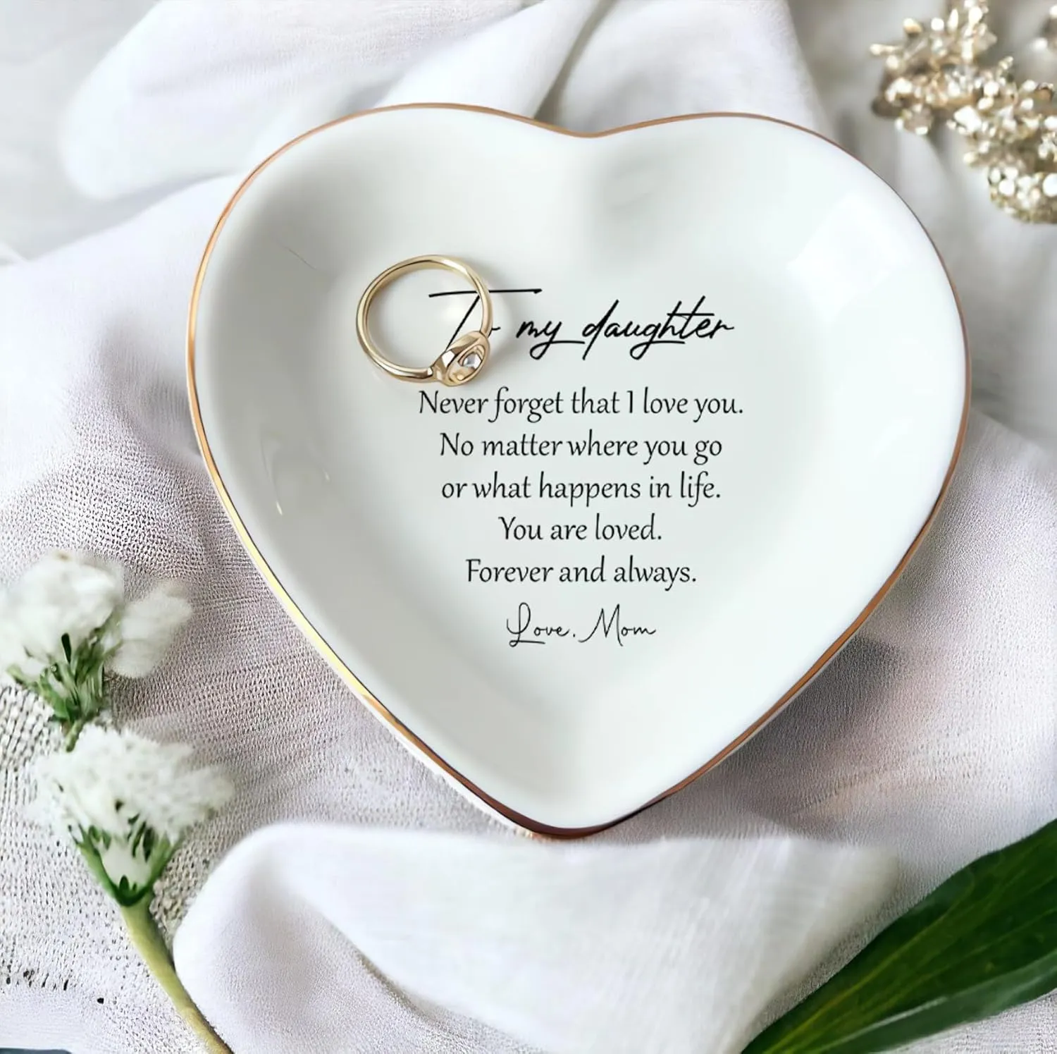 To My Daughter Gift, Ceramic Ring Dish For Girl Bride From Mom, Jewelry Dish, Jewelry Holder, Trinket Tray, Birthday Gift, Daughter Present, Wedding Gift, Mother And Daughter Gifts
