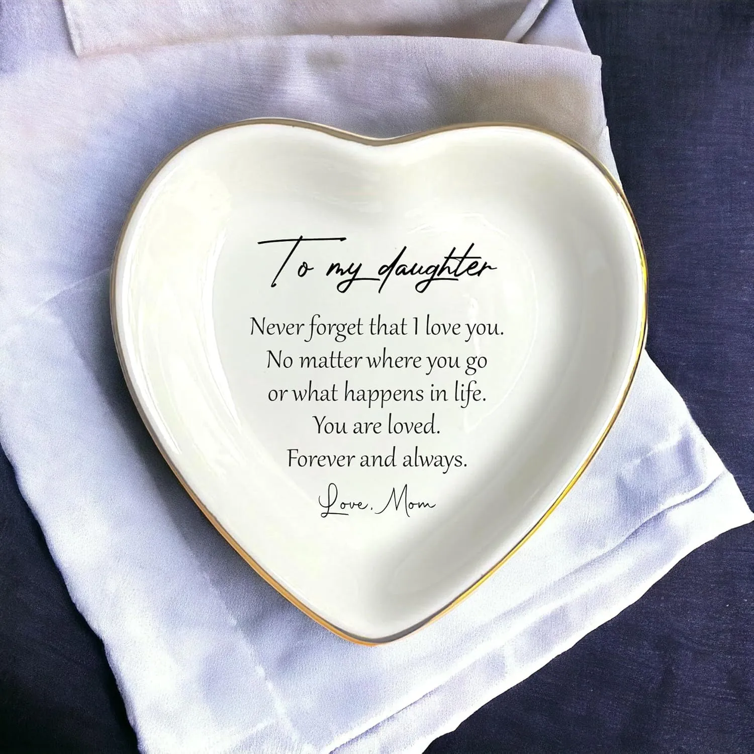 To My Daughter Gift, Ceramic Ring Dish For Girl Bride From Mom, Jewelry Dish, Jewelry Holder, Trinket Tray, Birthday Gift, Daughter Present, Wedding Gift, Mother And Daughter Gifts