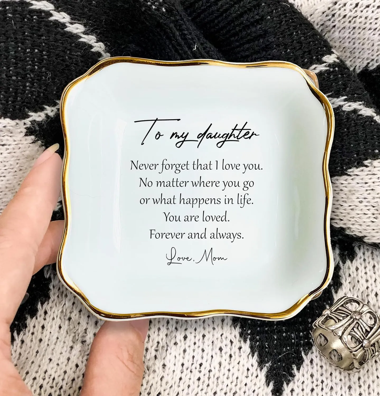 To My Daughter Gift, Ceramic Ring Dish For Girl Bride From Mom, Jewelry Dish, Trinket Tray, Daughter Birthday Gift, Daughter Present, Wedding Gift, Mother And Daughter, Daughter In Law Gift