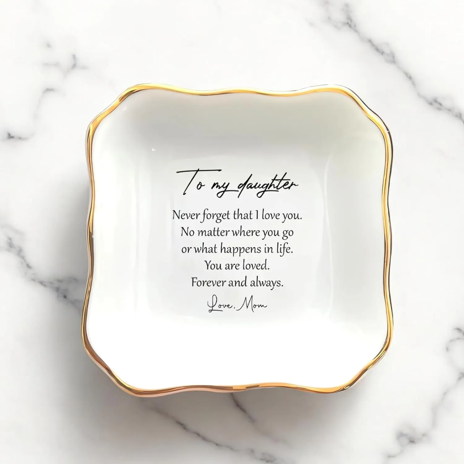 To My Daughter Gift, Ceramic Ring Dish For Girl Bride From Mom, Jewelry Dish, Trinket Tray, Daughter Birthday Gift, Daughter Present, Wedding Gift, Mother And Daughter, Daughter In Law Gift
