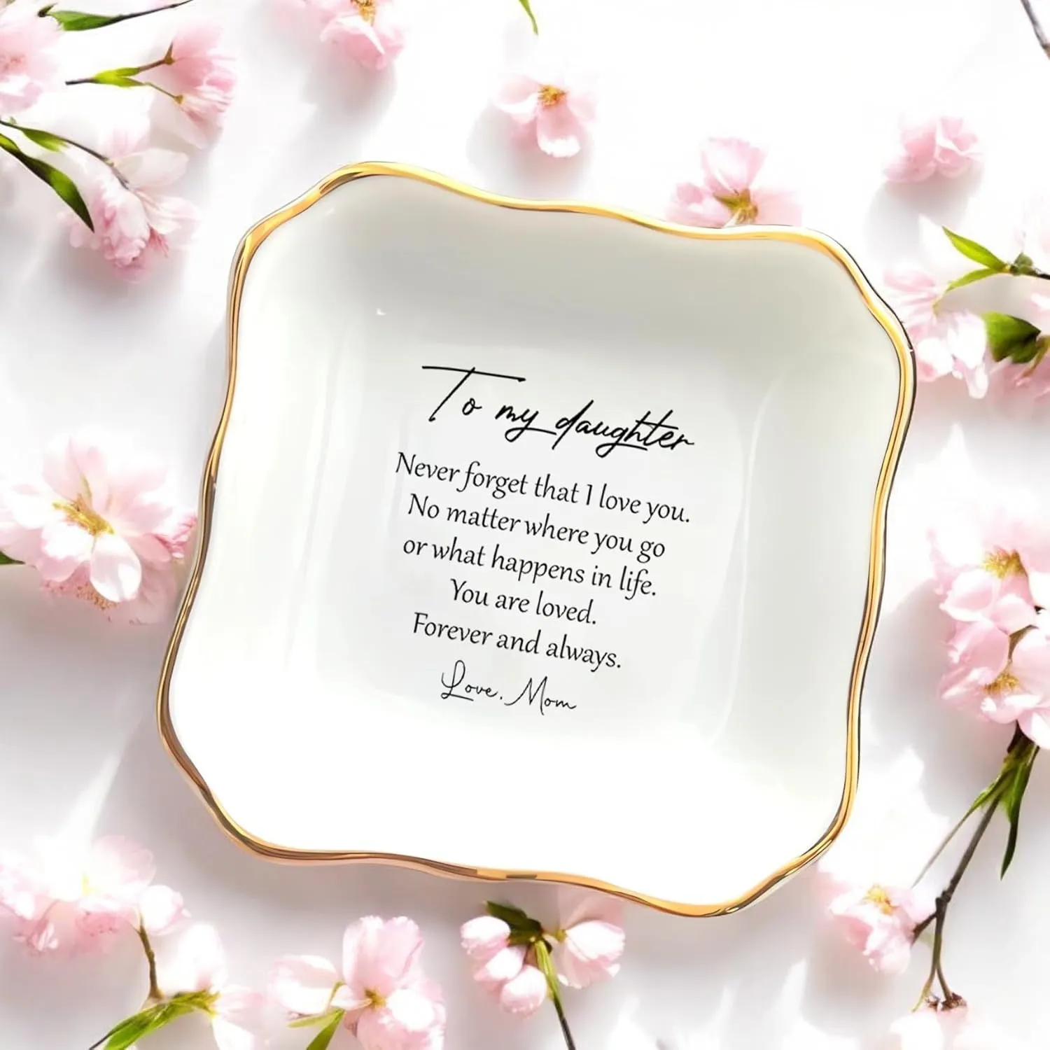 To My Daughter Gift, Ceramic Ring Dish For Girl Bride From Mom, Jewelry Dish, Trinket Tray, Daughter Birthday Gift, Daughter Present, Wedding Gift, Mother And Daughter, Daughter In Law Gift