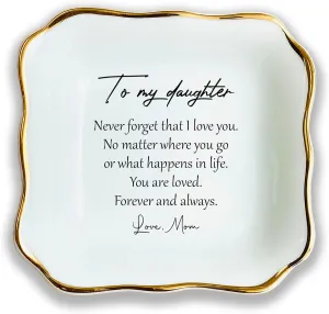 To My Daughter Gift, Ceramic Ring Dish For Girl Bride From Mom, Jewelry Dish, Trinket Tray, Daughter Birthday Gift, Daughter Present, Wedding Gift, Mother And Daughter, Daughter In Law Gift