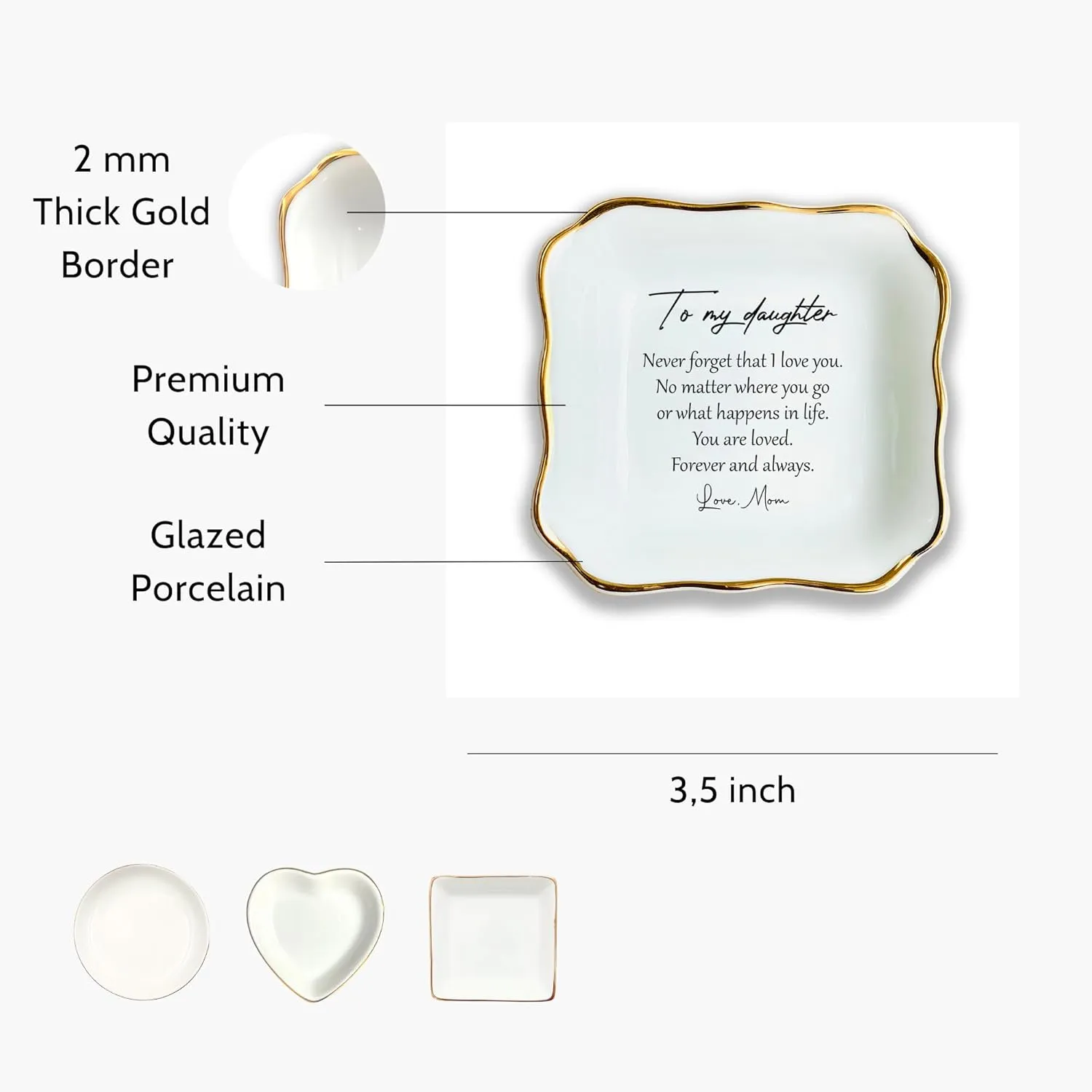 To My Daughter Gift, Ceramic Ring Dish For Girl Bride From Mom, Jewelry Dish, Trinket Tray, Daughter Birthday Gift, Daughter Present, Wedding Gift, Mother And Daughter, Daughter In Law Gift