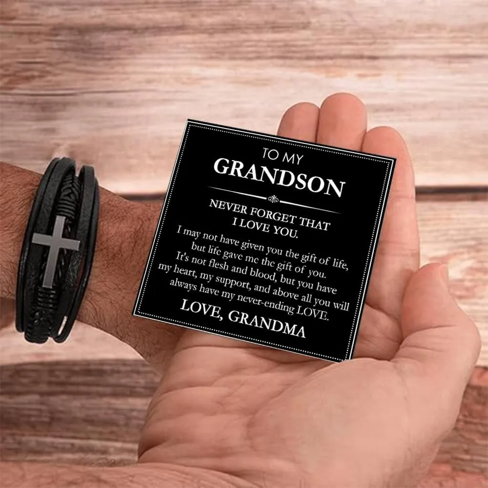 To My Grandson Bracelet Gifts For Grand Son, Grandson Bracelet From Grandparents, Nephew Guy Friends, Valentines Birthday Graduation Day Christmas Easter Gifts For Teenage