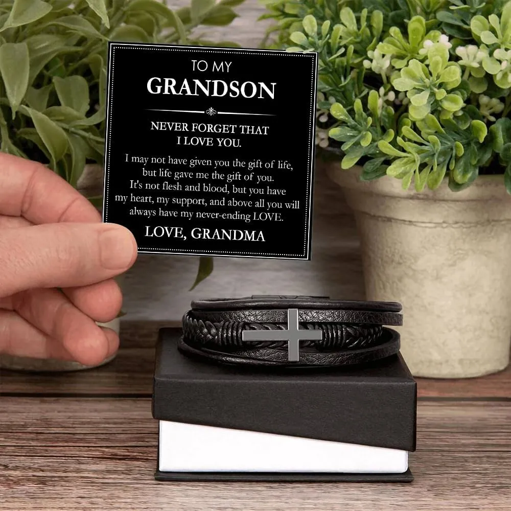 To My Grandson Bracelet Gifts For Grand Son, Grandson Bracelet From Grandparents, Nephew Guy Friends, Valentines Birthday Graduation Day Christmas Easter Gifts For Teenage