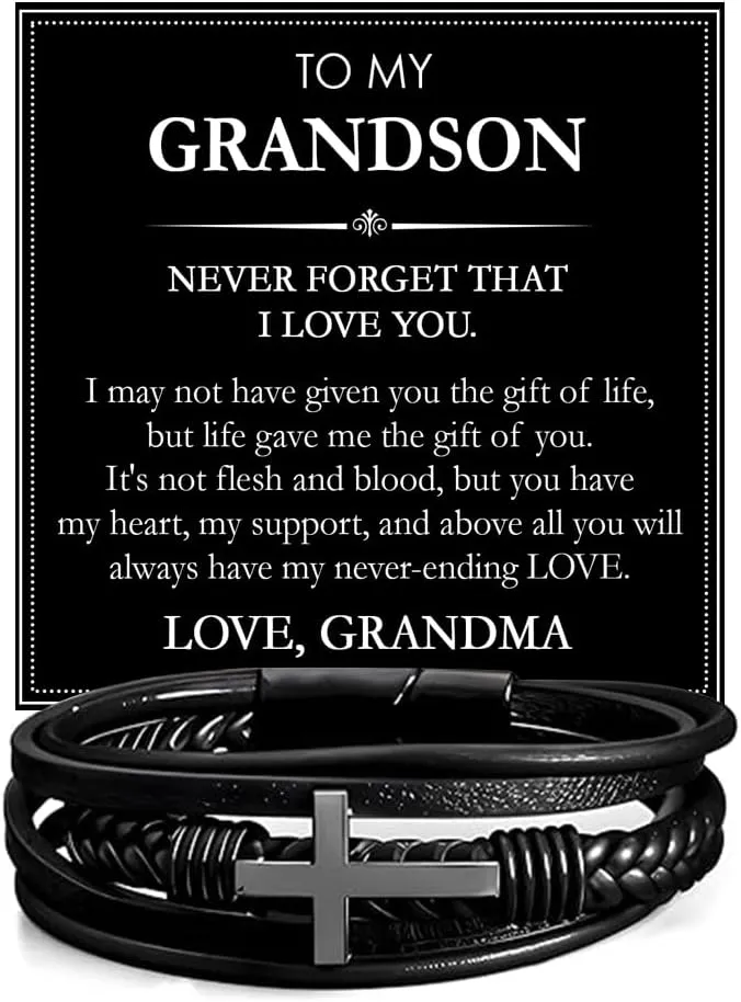 To My Grandson Bracelet Gifts For Grand Son, Grandson Bracelet From Grandparents, Nephew Guy Friends, Valentines Birthday Graduation Day Christmas Easter Gifts For Teenage