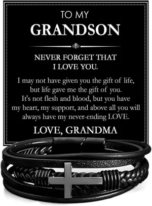 To My Grandson Bracelet Gifts For Grand Son, Grandson Bracelet From Grandparents, Nephew Guy Friends, Valentines Birthday Graduation Day Christmas Easter Gifts For Teenage