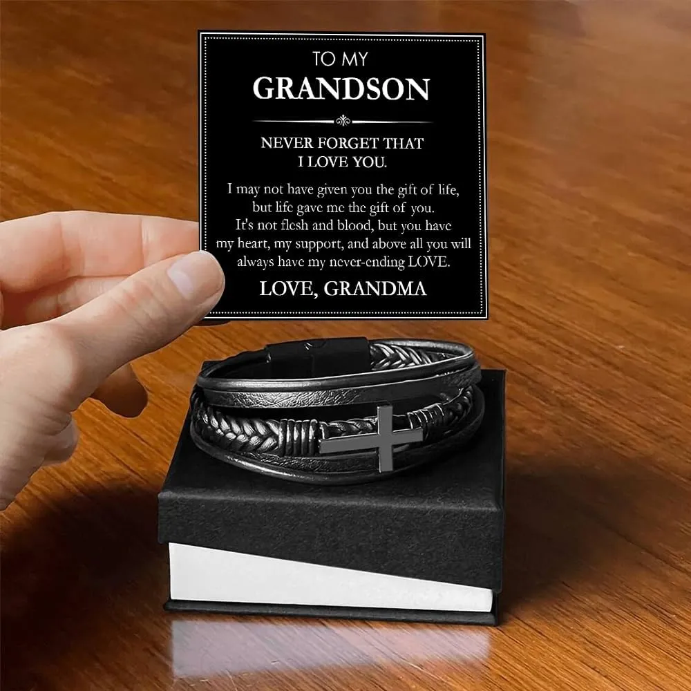 To My Grandson Bracelet Gifts For Grand Son, Grandson Bracelet From Grandparents, Nephew Guy Friends, Valentines Birthday Graduation Day Christmas Easter Gifts For Teenage
