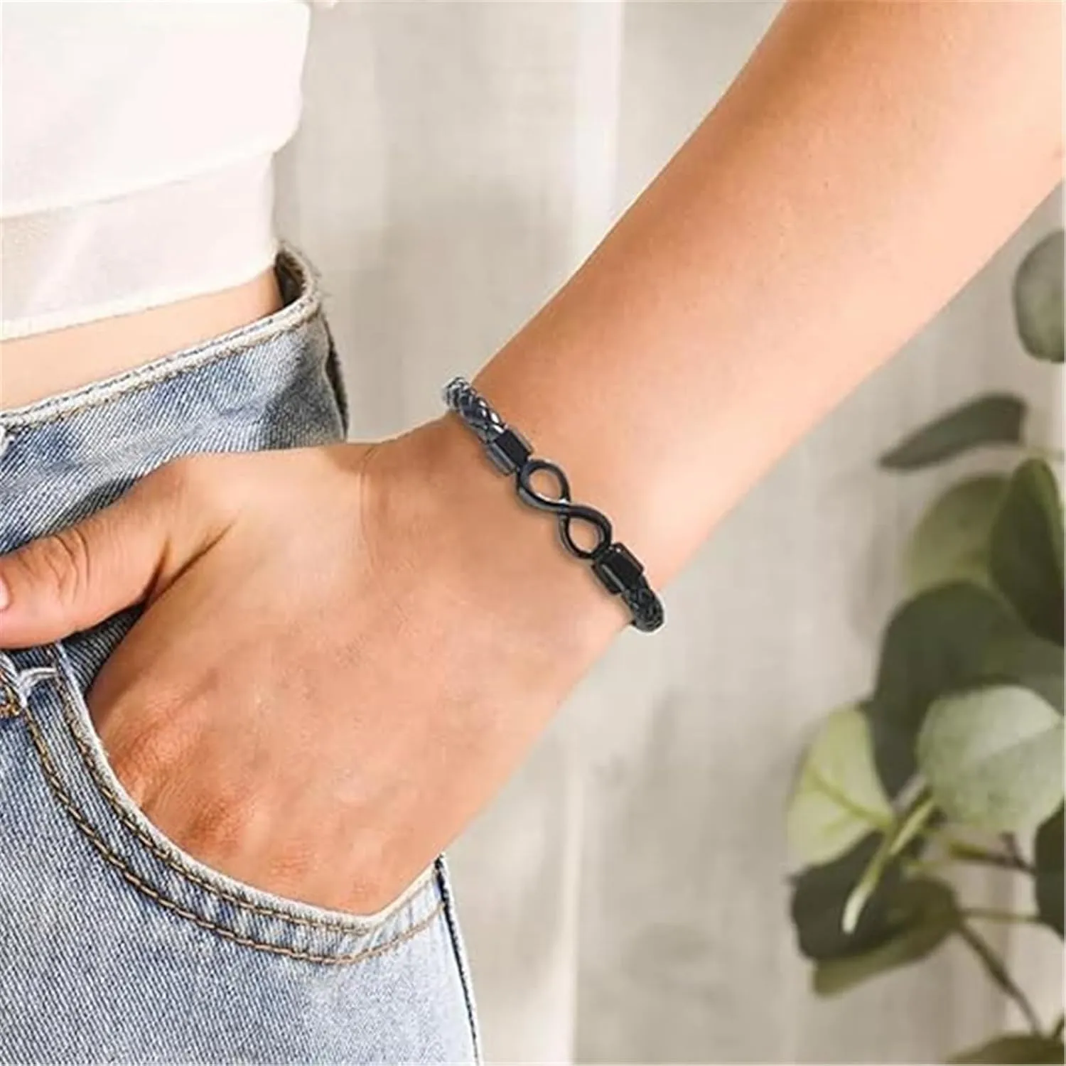 To My Wife, Feel My Love Infinity Leather Bracelet, Personalized Dual Name Infinity Leather Bracelet, Personalized Custom Name Bracelet for Women, Wife Gifts from Husband