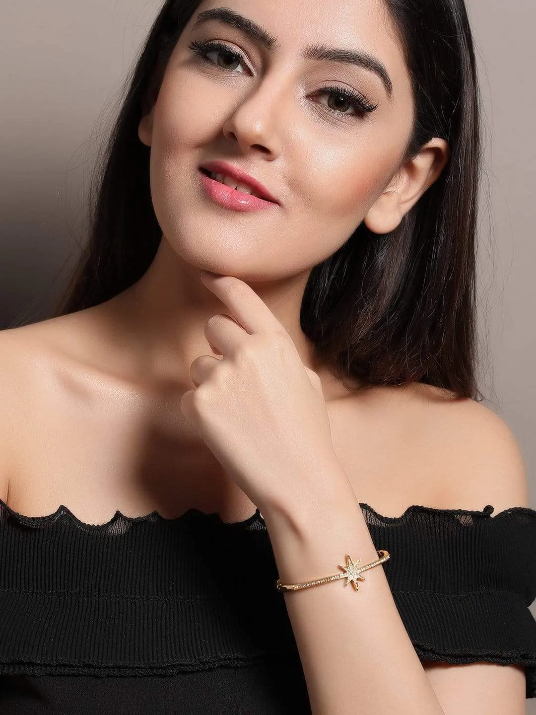TOKYO TALKIES X Rubans Zircon Studded Gold Plated Handcrafted Star Shape Bracelet