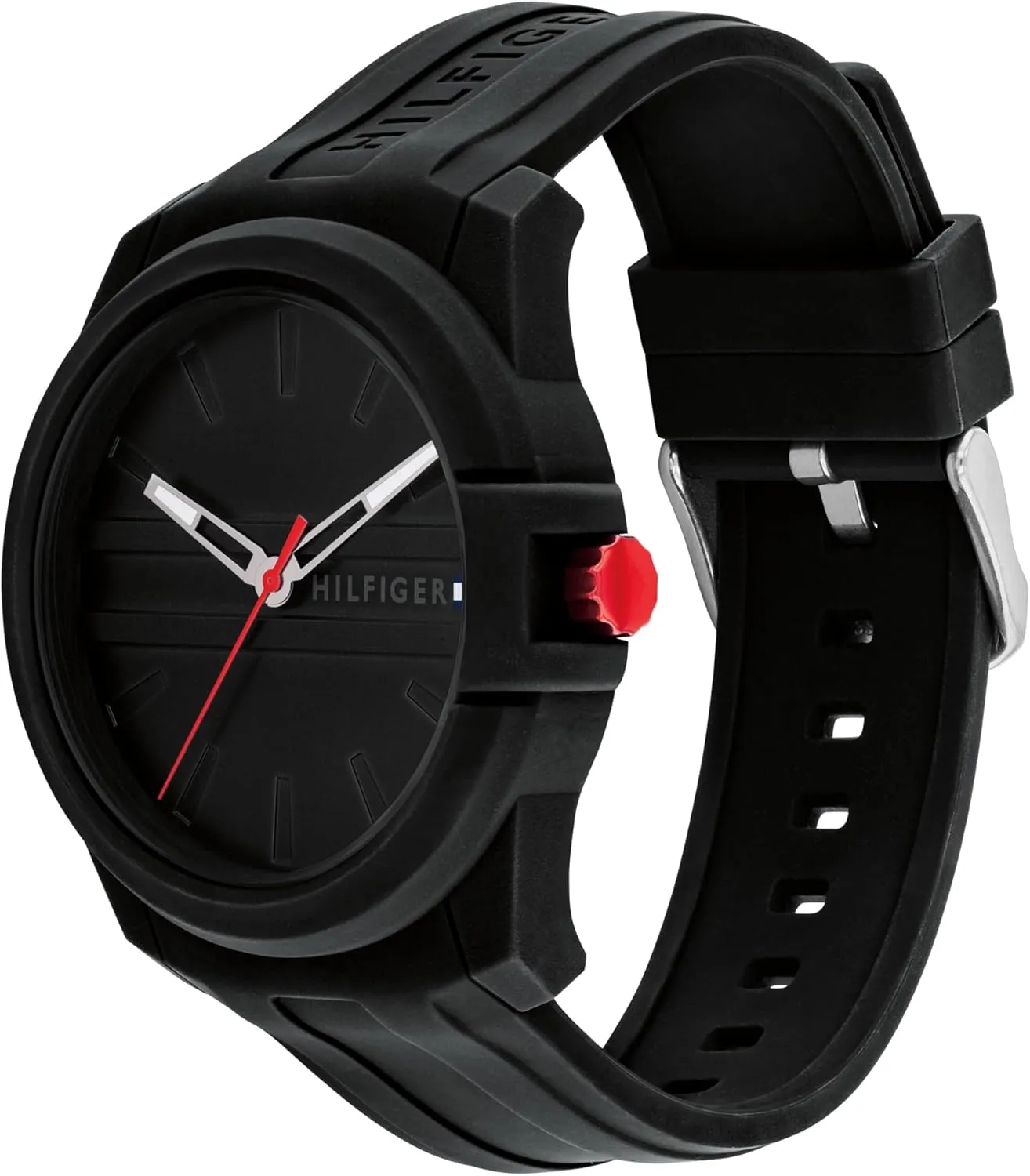 Tommy Hilfiger Men's 3-Hand Quartz Watch  Casual Sport Style, Silicone Strap, Water-Resistant to 50 Meters, Everyday Fashion Wristwatch, Gift for Him - 44mm