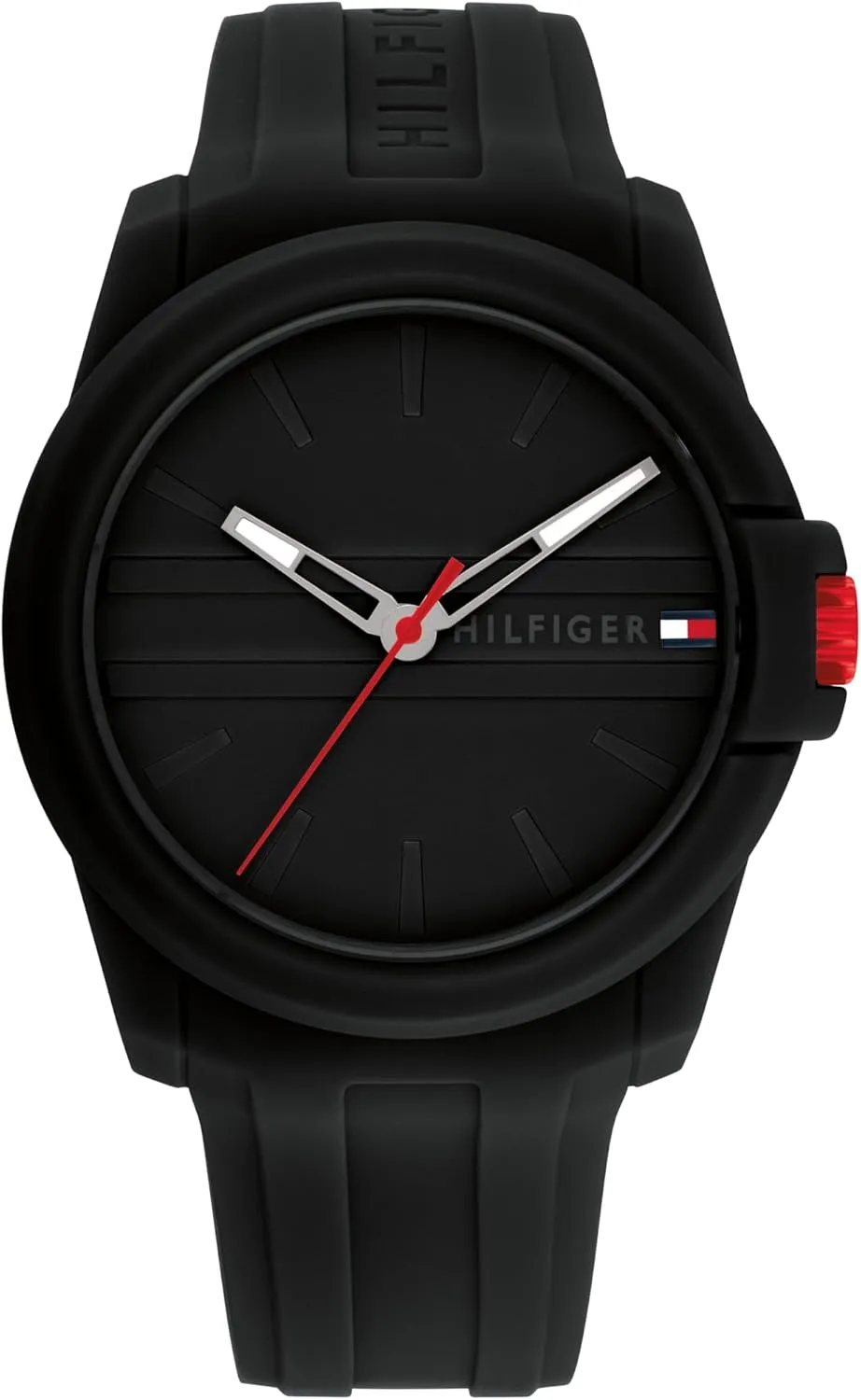 Tommy Hilfiger Men's 3-Hand Quartz Watch  Casual Sport Style, Silicone Strap, Water-Resistant to 50 Meters, Everyday Fashion Wristwatch, Gift for Him - 44mm