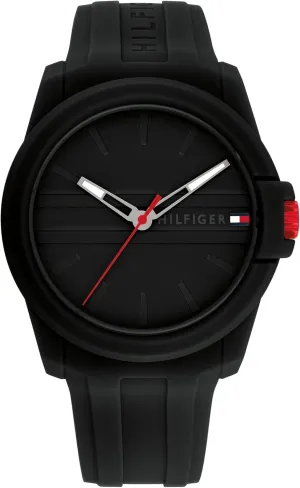 Tommy Hilfiger Men's 3-Hand Quartz Watch  Casual Sport Style, Silicone Strap, Water-Resistant to 50 Meters, Everyday Fashion Wristwatch, Gift for Him - 44mm