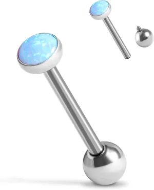Tongue Rings G23 Titanium Opal Tongue Barbells 14G Tongue Piercing Jewlery for Women Men