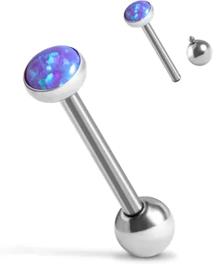 Tongue Rings G23 Titanium Opal Tongue Barbells 14G Tongue Piercing Jewlery for Women Men