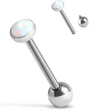 Tongue Rings G23 Titanium Opal Tongue Barbells 14G Tongue Piercing Jewlery for Women Men