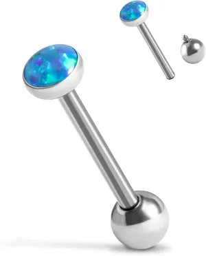 Tongue Rings G23 Titanium Opal Tongue Barbells 14G Tongue Piercing Jewlery for Women Men