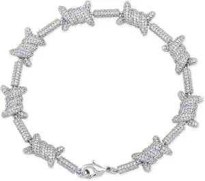 TOPGRILLZ 10mm Barbed Wire Link Bracelet for Men 6 Times 14K Gold Filled Hip Hop Rapper Accessory