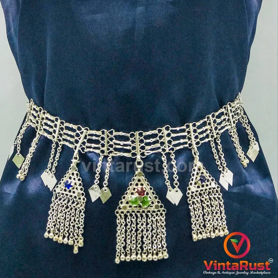 Tribal SIlver Kuchi Pendant Belly Chain Belt